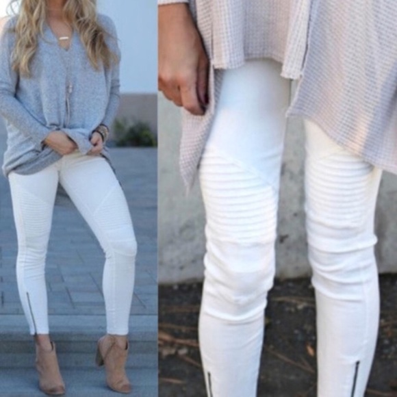 Pants - NWT White Moto Leggings